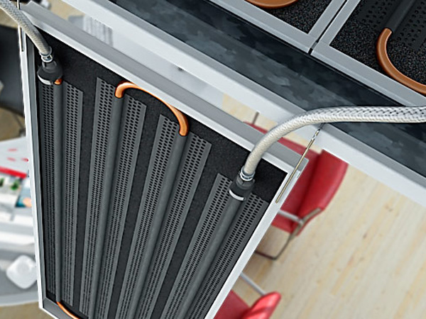 Perforated heat conducting profile enables excellent sound absorption and new opportunities for Lindner Plafotherm® Heated and Chilled Metal Ceilings Perforated heat conducting profile enables excellent sound absorption and new opportunities for Lindner Plafotherm® Heated and Chilled Metal Ceilings